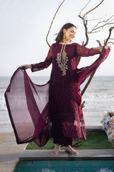 Azure Luxe Embellished Embroidered Chiffon 3 Piece Unstitched.